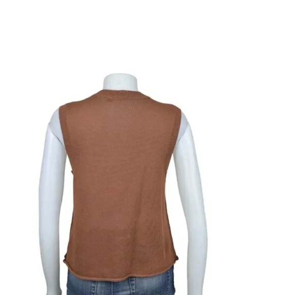Simons Icone Knit Sweater Vest Sleeveless Crew Neck Brown Size Small - Picture 6 of 10